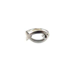 Women's 925 Christian Fish Ring Jesus Fish Ring Ichthys Fish Sz 6 1/2